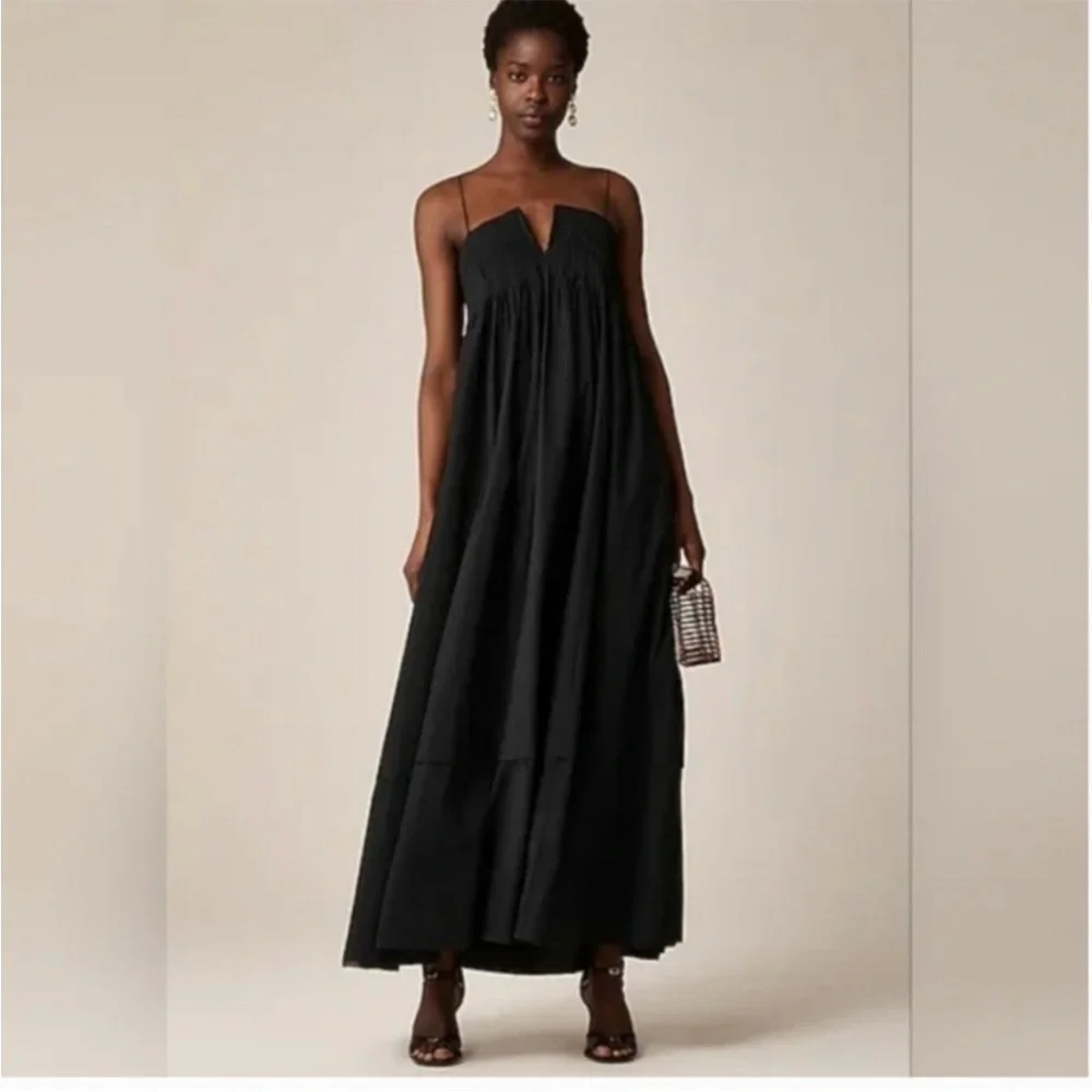 NWT J Crew Strapless Notched Pleated Maxi Dress - Picture 1 of 9
